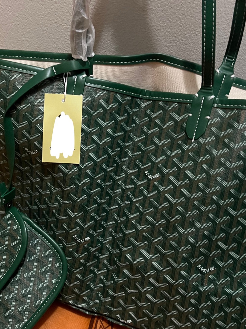 Green patterned tote bag (large 40cm)